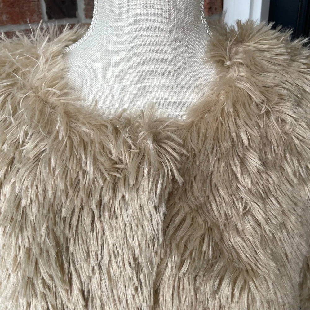 NY Collection Cropped‎ Jacket Faux Fur Tan Shrug